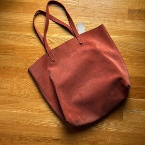 Madewell transport tote corduroy suede burnt orange